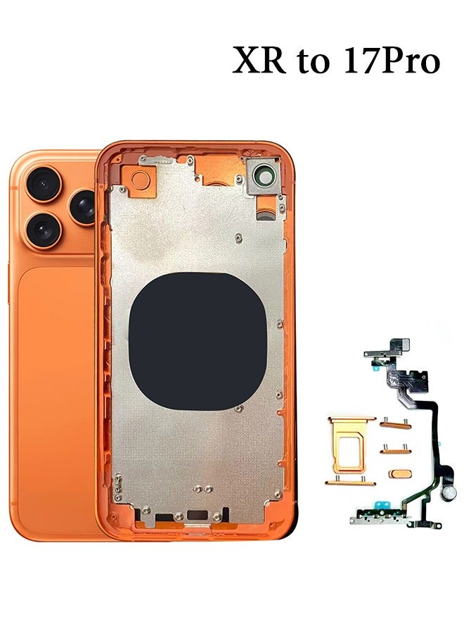 Housing for iPhone XR to 17 Pro Conversion Back Cover Replacement Fully Assembled Titanium DIY Kit-Orange - Image 1